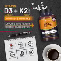 Image 4 of Vitamin D3 4000IU & K2 MK7 100μg Vegetarian Tablets 180