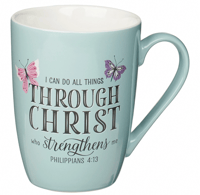 Image 1 of BLUE “THROUGH CHRIST”  PHIL 4:13 MUG 