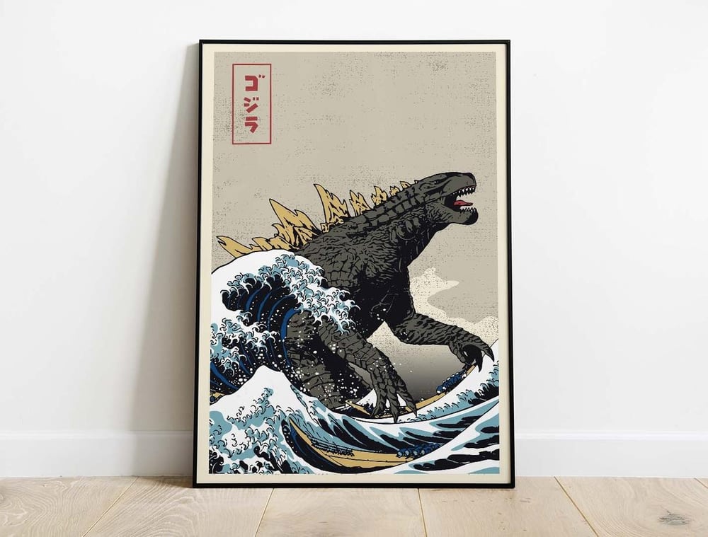 Great Godzilla off Kanagawa Modern Art Poster