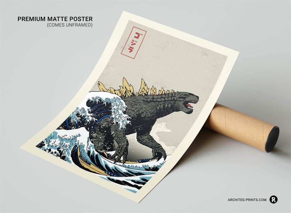 Great Godzilla off Kanagawa Modern Art Poster