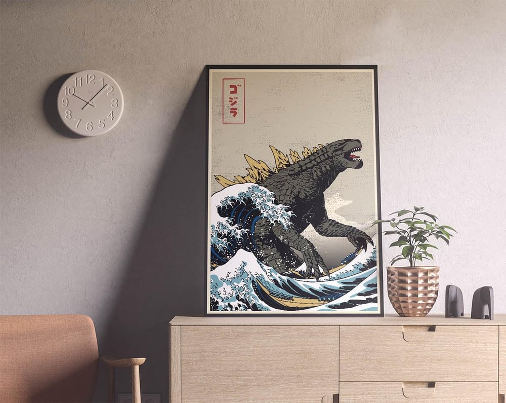 Great Godzilla off Kanagawa Modern Art Poster