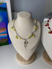 Image 3 of Fruit and bow clam style choker necklace collection, cherry necklace, bow necklace choker