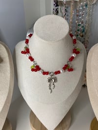 Image 5 of Fruit and bow clam style choker necklace collection, cherry necklace, bow necklace choker