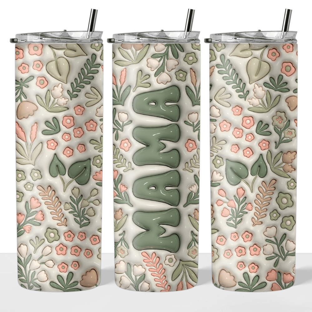 Image of Green Floral Mama 20oz Tumbler💚