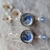 Delft Blue Vintage Tin Lever Back Earrings – Repurposed Recycled from a Vintage Cookie Tin