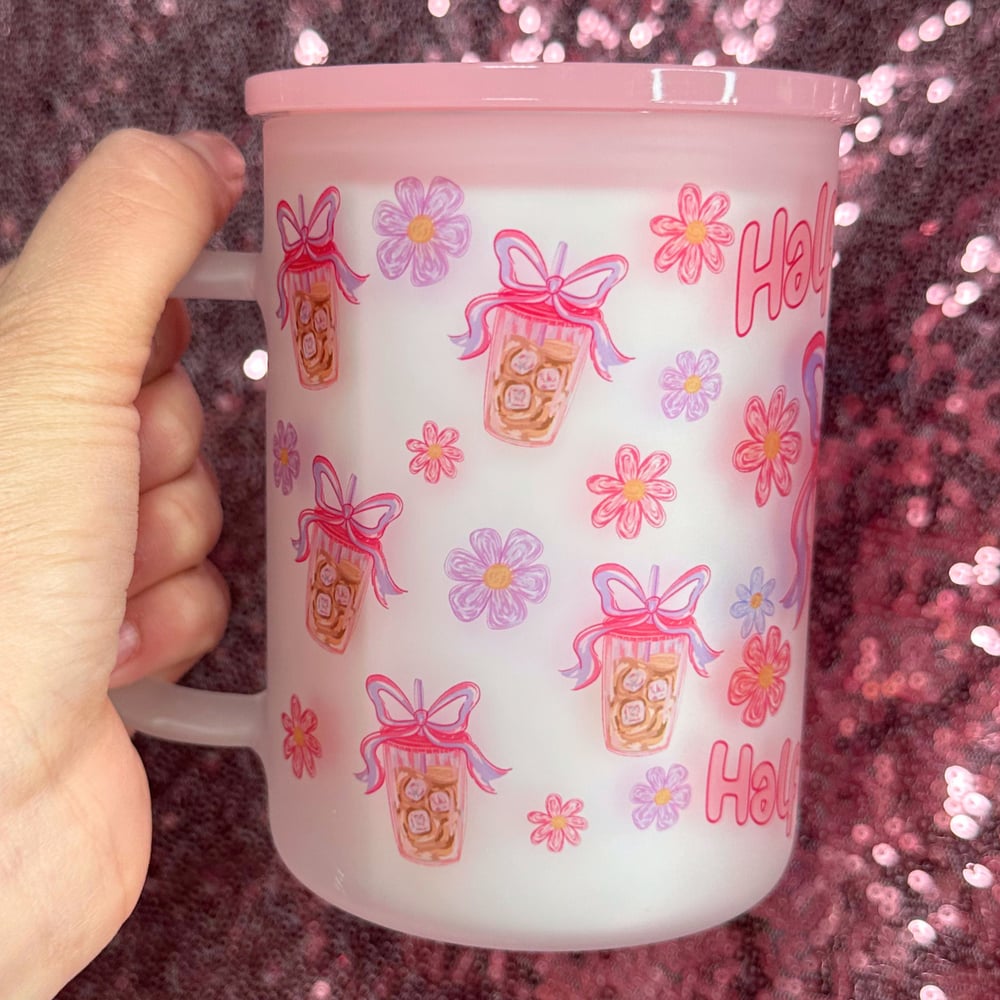 Image of Half Mama Half Coffee 17oz Glass Mug💕✨