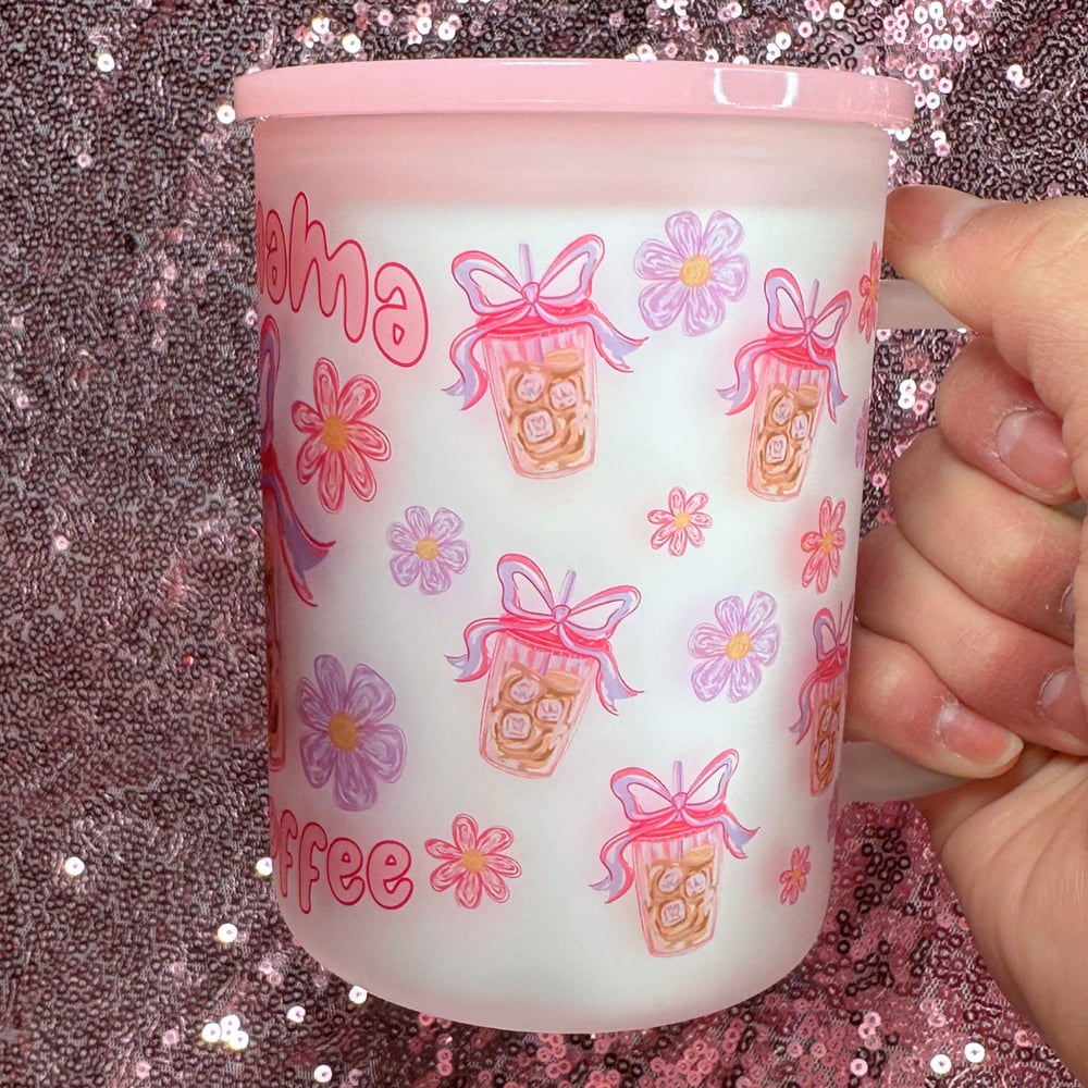 Image of Half Mama Half Coffee 17oz Glass Mug💕✨