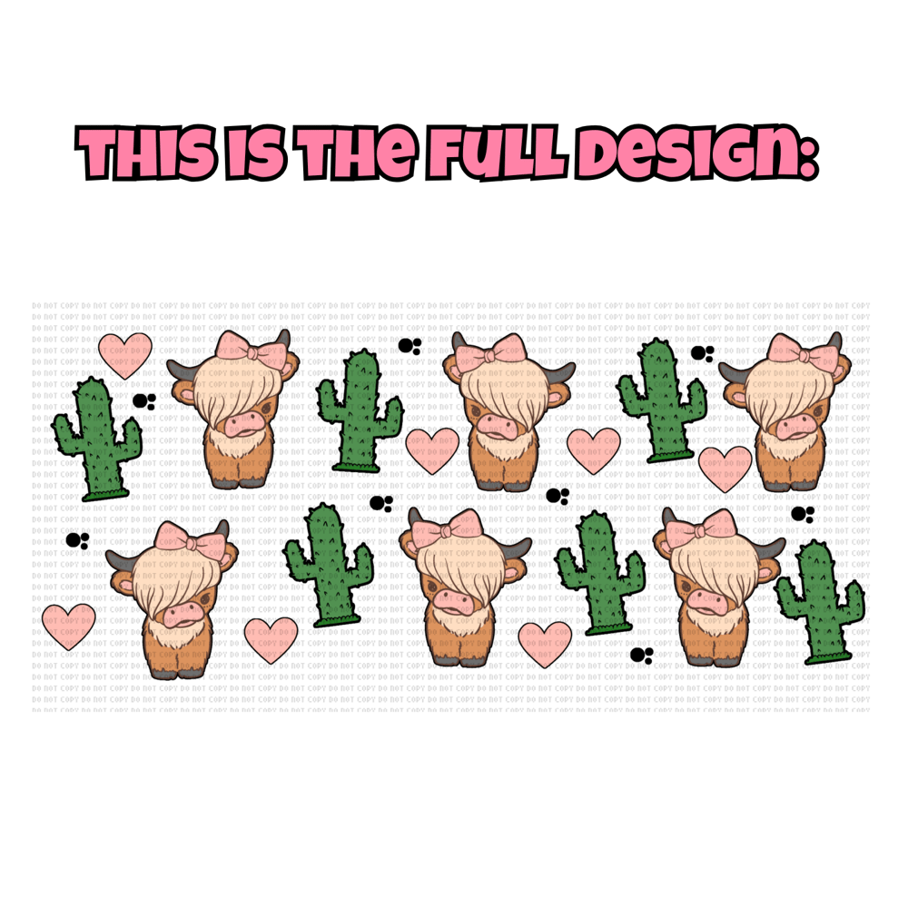 Image of ✨SHIMMER✨ Highland Cow 17oz Glass Mug🐮💖