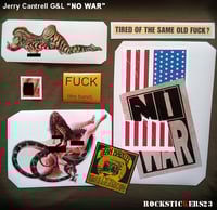 Image 2 of Jerry Cantrell guitar stickers "NO WAR" G&L Rampage decal Alice in Chains set 7