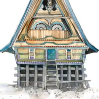 Image 2 of Original painting - "Maison Batak 2" - Sumatra - Indonésie - 26x36 cm
