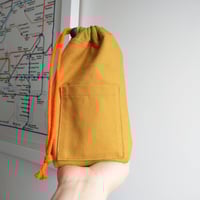 Image 5 of Drawstring Pouch Bag with Pocket. Upcycled Canvas