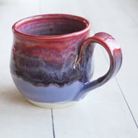 Image 5 of Beautifully Glazed Purple and Pink Pottery Mug, 12 Ounce Handcrafted Coffee Cup, Made in USA