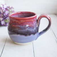 Image 2 of Beautifully Glazed Purple and Pink Pottery Mug, 12 Ounce Handcrafted Coffee Cup, Made in USA