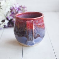 Image 4 of Beautifully Glazed Purple and Pink Pottery Mug, 12 Ounce Handcrafted Coffee Cup, Made in USA