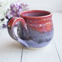 Image 6 of Beautifully Glazed Purple and Pink Pottery Mug, 12 Ounce Handcrafted Coffee Cup, Made in USA