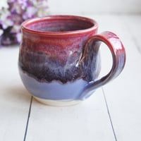 Image 7 of Beautifully Glazed Purple and Pink Pottery Mug, 12 Ounce Handcrafted Coffee Cup, Made in USA