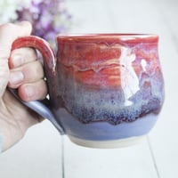 Image 8 of Beautifully Glazed Purple and Pink Pottery Mug, 12 Ounce Handcrafted Coffee Cup, Made in USA
