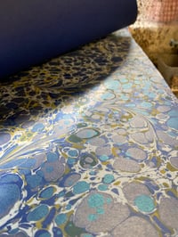Image 2 of 'one-of-a-kind' hand marbled paper No.18 - Leaves with Interference Paints