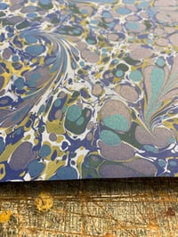 Image 4 of 'one-of-a-kind' hand marbled paper No.18 - Leaves with Interference Paints