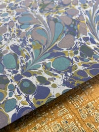 Image 3 of 'one-of-a-kind' hand marbled paper No.18 - Leaves with Interference Paints