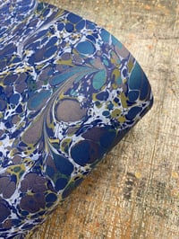 Image 5 of 'one-of-a-kind' hand marbled paper No.18 - Leaves with Interference Paints