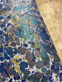 Image 6 of 'one-of-a-kind' hand marbled paper No.18 - Leaves with Interference Paints