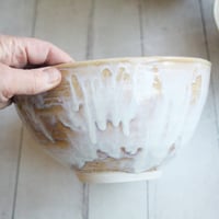 Image 7 of Ceramic Nesting Bowls In Rustic White and Ocher Glaze, Set of Four Pottery Bowls, Made in USA