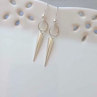 Image 1 of Silver Spike & Ring Punk Style Earrings