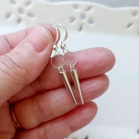 Image 2 of Silver Spike & Ring Punk Style Earrings