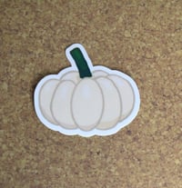Image 1 of White Pumpkin Water Resistant Die Cut Sticker- seasonal sticker