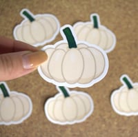 Image 2 of White Pumpkin Water Resistant Die Cut Sticker- seasonal sticker