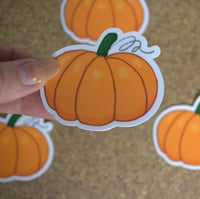 Image 3 of Orange Pumpkin Water Resistant Die Cut Sticker- seasonal sticker
