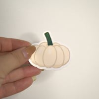 Image 3 of White Pumpkin Water Resistant Die Cut Sticker- seasonal sticker