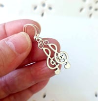 Image 2 of Silver Treble Clef Music Charm Earrings