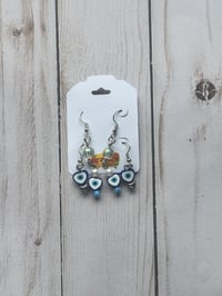 Handmade Evil eye & Pearl Earring Set  