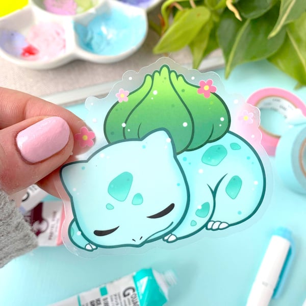 Image of CLEAR Sleepy Bulbasaur STICKER