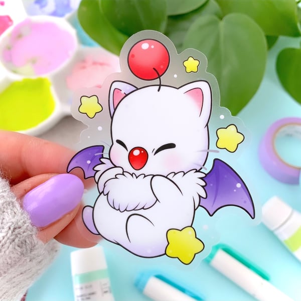 Image of B GRADE CLEAR Moogle & Pastel Stars STICKER