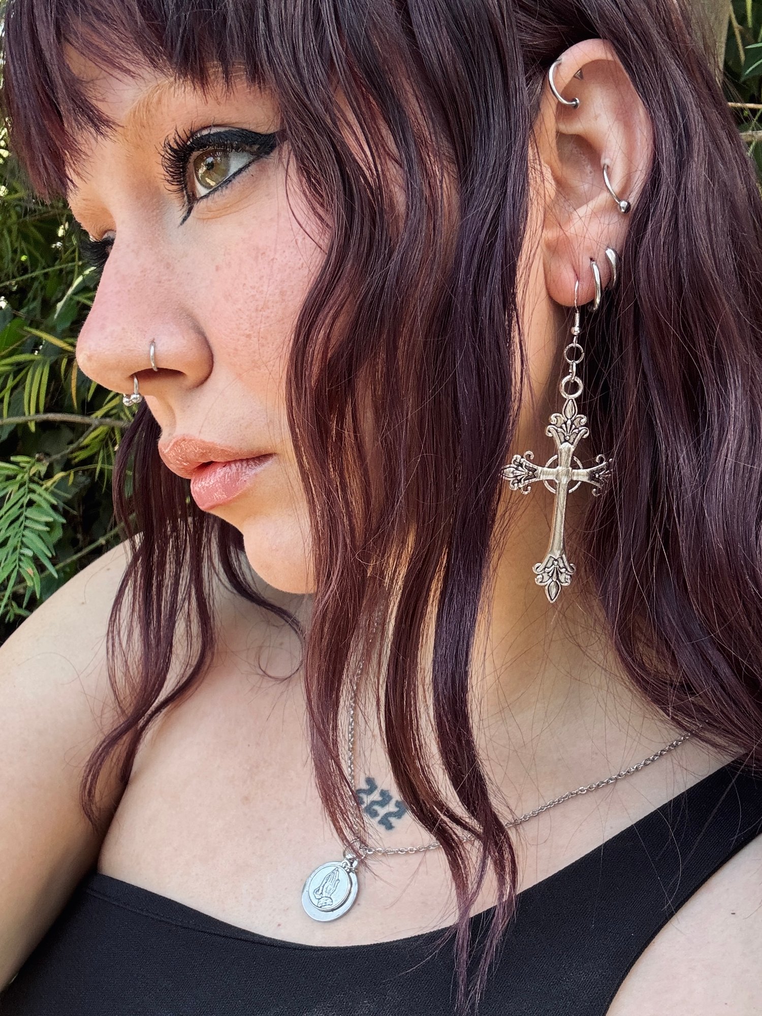 Image of I PRACTICE DEVOTION - GIANT CROSS EARRINGS