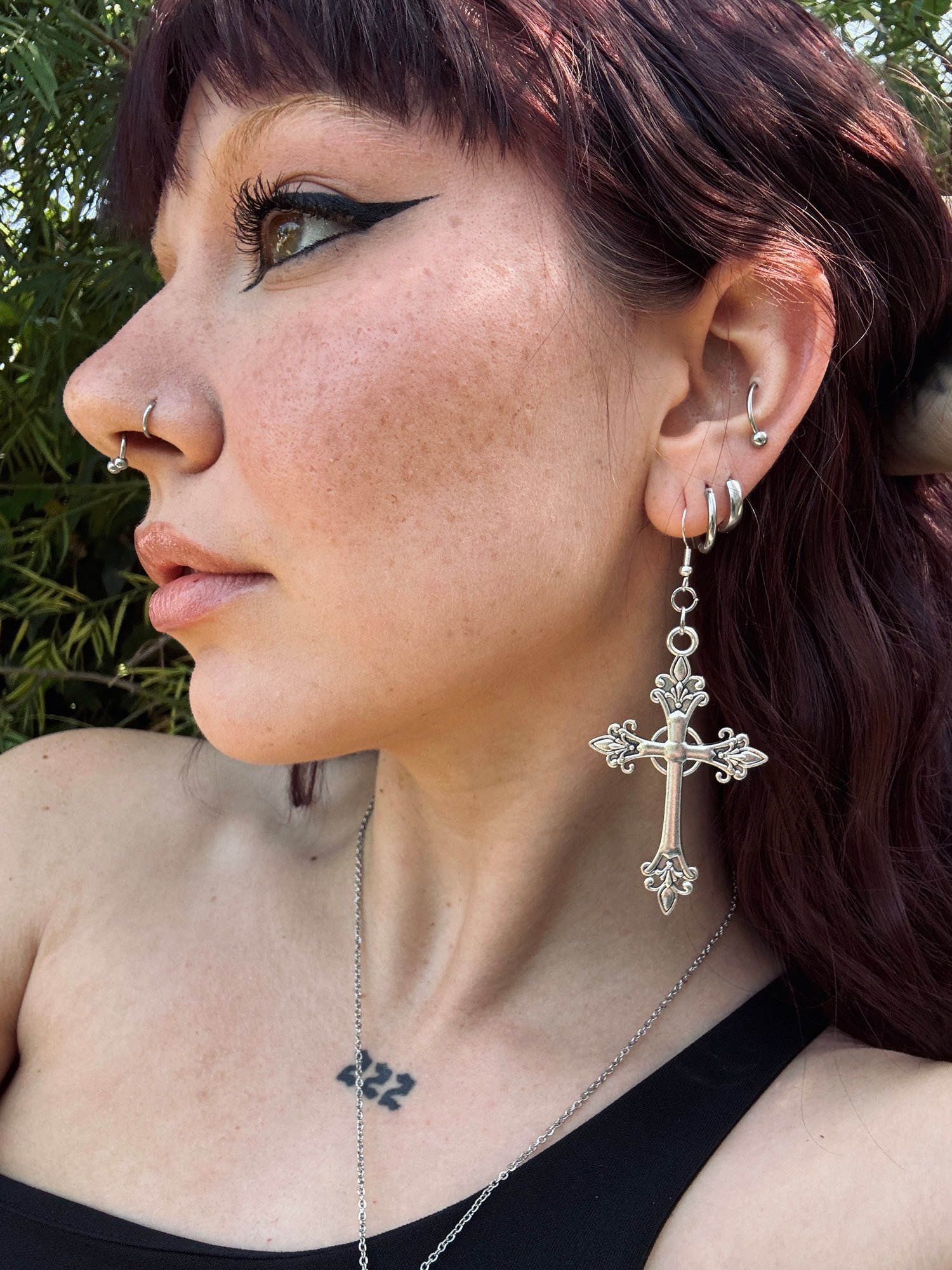 Image of I PRACTICE DEVOTION - GIANT CROSS EARRINGS