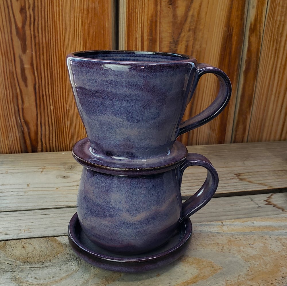 Image of Pour-over set w/ mug and dish: Huckleberry (Purple) 042025