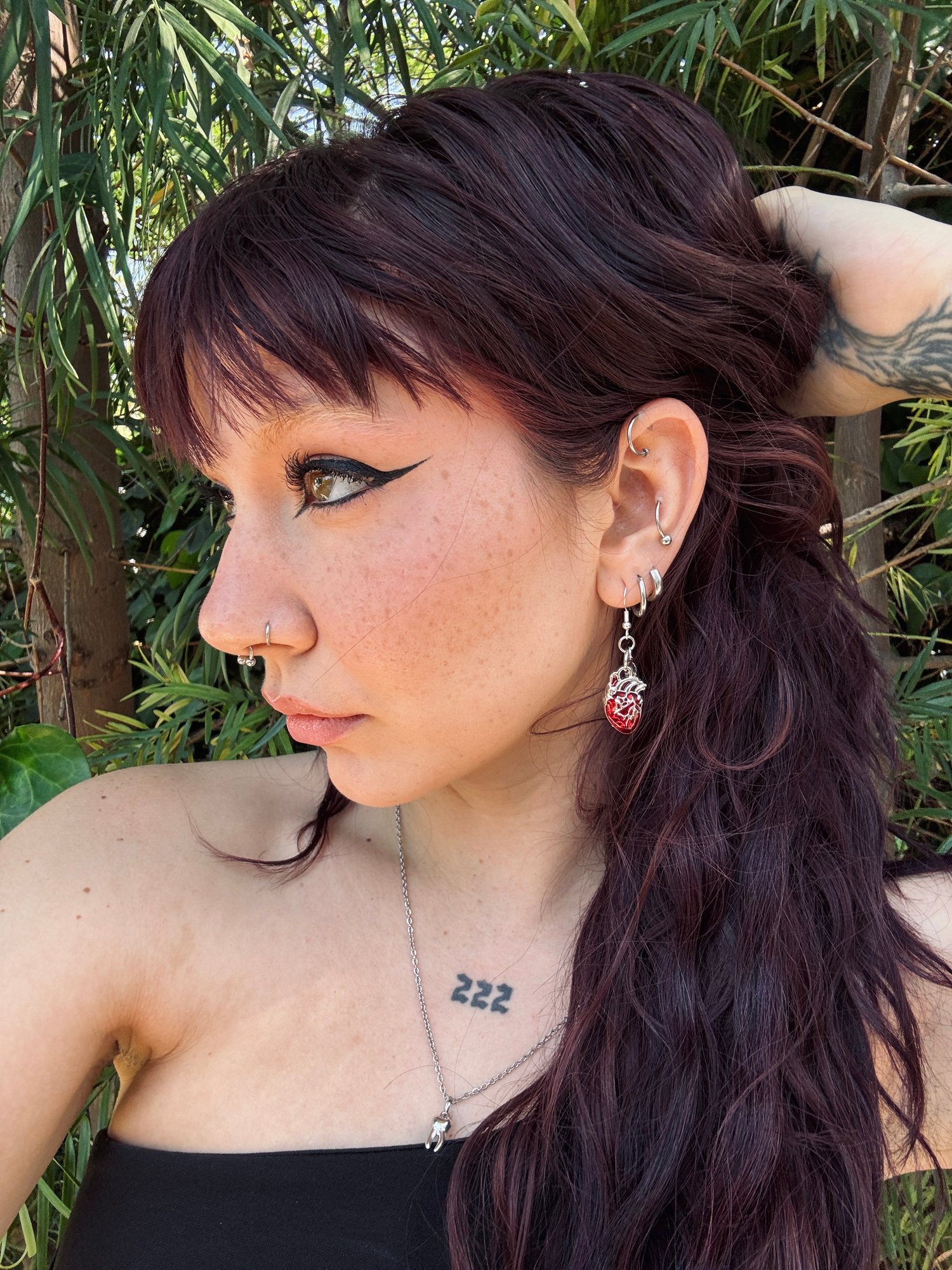Image of JUDGEMENT DAY - HEART AND FEATHER EARRINGS