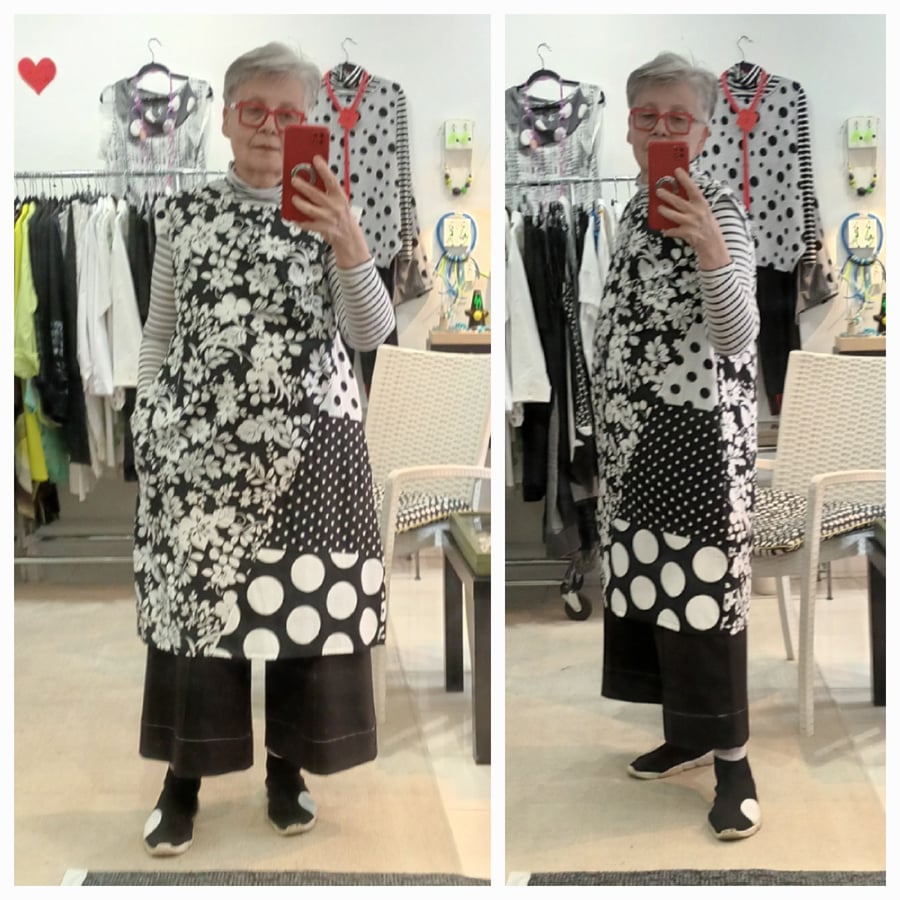 Image of black and white flower print dress