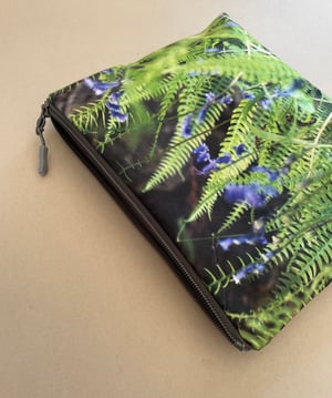 Image of Green ferns, LARGE travel bag, make-up, toiletries zipper pouch