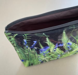 Image of Green ferns, LARGE travel bag, make-up, toiletries zipper pouch