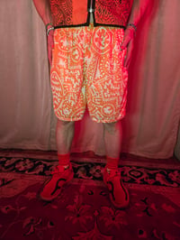 Image 2 of Orange Geometric Realms Basketball Shorts