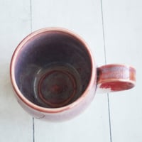 Image 8 of Raspberry and White Glazed Pottery Mug, 13 Ounce Coffee Cup, Handcrafted Made in USA