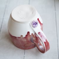 Image 10 of Raspberry and White Glazed Pottery Mug, 13 Ounce Coffee Cup, Handcrafted Made in USA