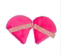 Image 1 of Rhinestones Makeup Puff (2pack)  Black/Hot Pink