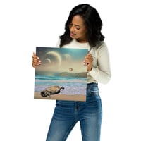 Image 4 of Cat Chilling on a Space Beach - 12x12 inch - Matte Giclee Print 
