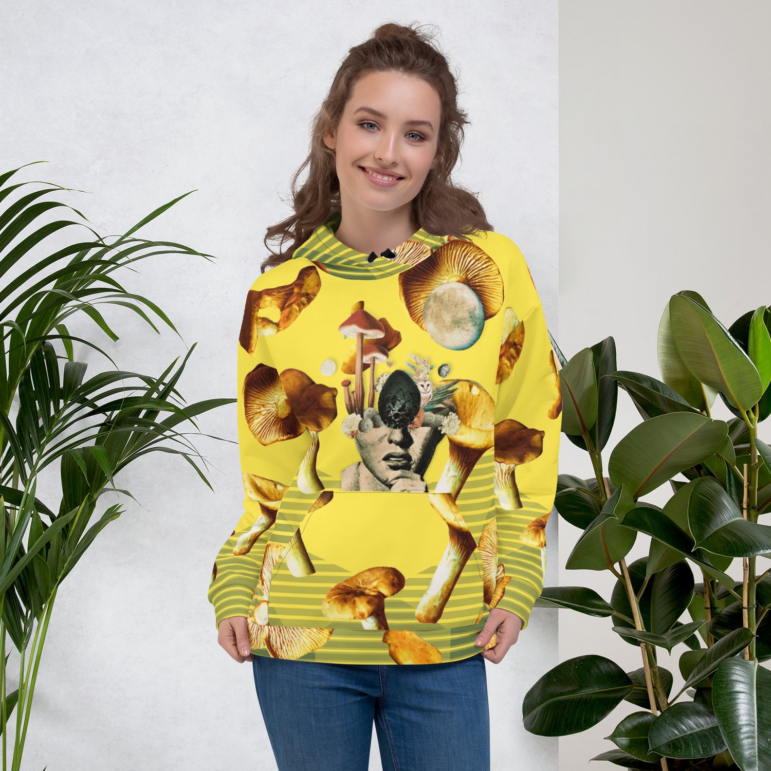 Image of Yellow Shroomie - All Over Print - Unisex Pullover Hoodie